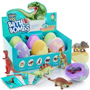 Dino Egg Bath Bombs for - Easter Basket Stuffers - Kid Baths Bomb with Surprise Inside - Dinosaur Toys Gift for Boys and Girls