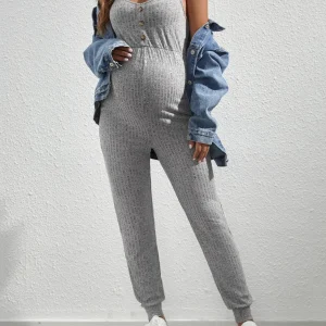 Gray maternity jumpsuit
