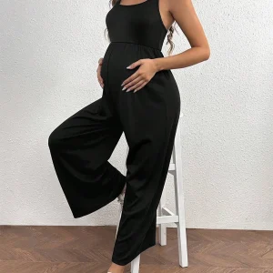 Black Summer Casual Stretch  Jumpsuit